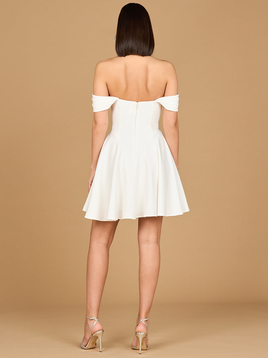 Off Shoulder, A-line Bridal Short Dress by Lara New York