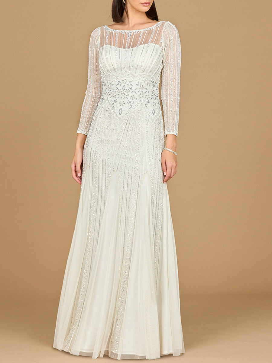 Lara Beaded High Neck Wedding Gown by Lara New York