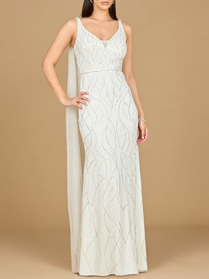 Lara 51214 - Beaded Wedding Gown with Cape by Lara New York