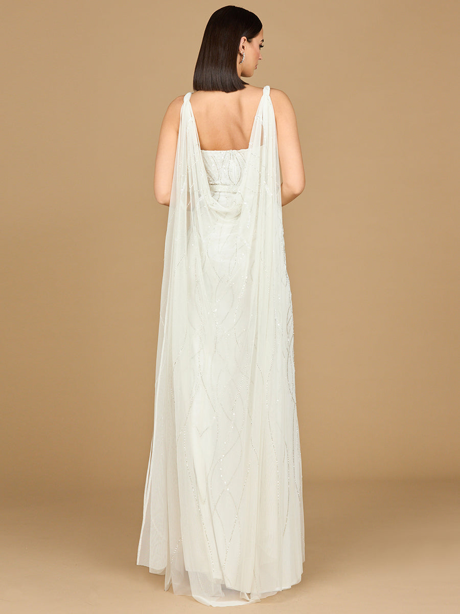 Lara 51214 - Beaded Wedding Gown with Cape by Lara New York