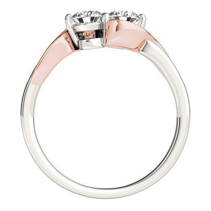 14k White And Rose Gold Round Two Diamond Curved Band Ring (5/8 cttw) by Bids.com