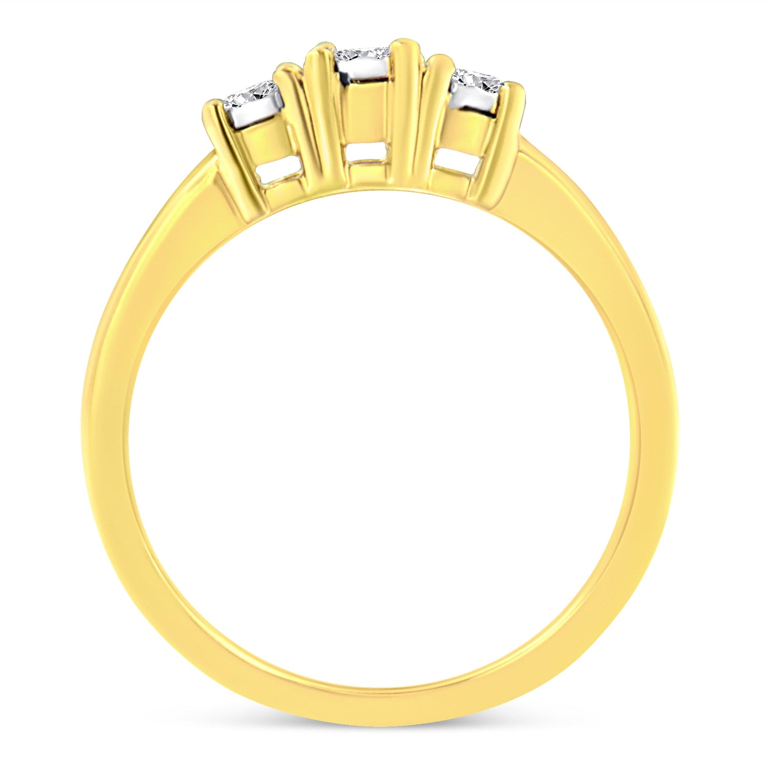 10K Yellow Gold 3.0 Cttw Diamond Eight-Row Bypass Crossover Statement Band Ring (H-I Color, I2-I3 Clarity) - Size 7 by Bids.com