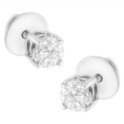 14K White Gold 1/2 Cttw Pie-Cut Diamond Solitaire Stud Earrings (H-I Color, SI1-SI2 Clarity) by Bids.com