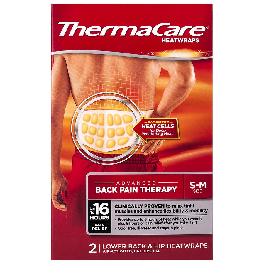 ThermaCare Advanced Back Pain Therapy S-M Heatwraps 2 Ct Box 
