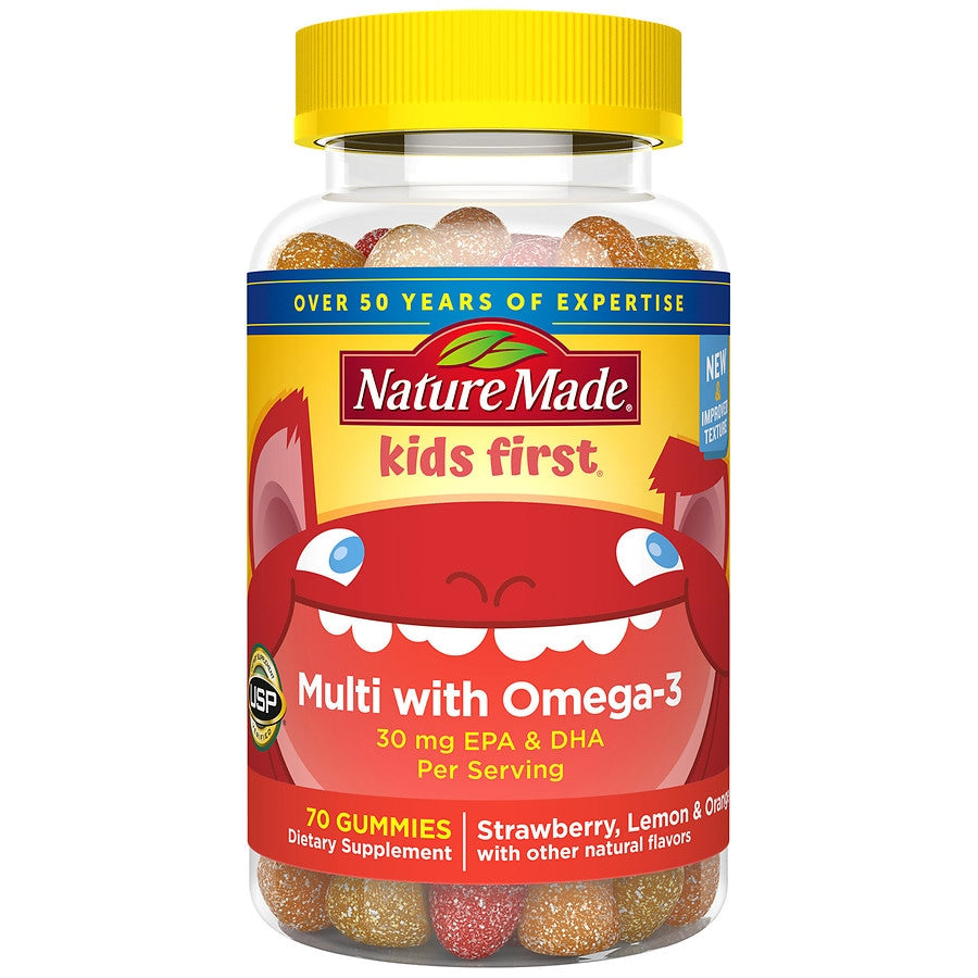 Nature Made Kids First Multivitamin + Omega 3 Gummies - Strawberry, Lemon &amp; Orange - 70ct by Pasteur Pharmacy