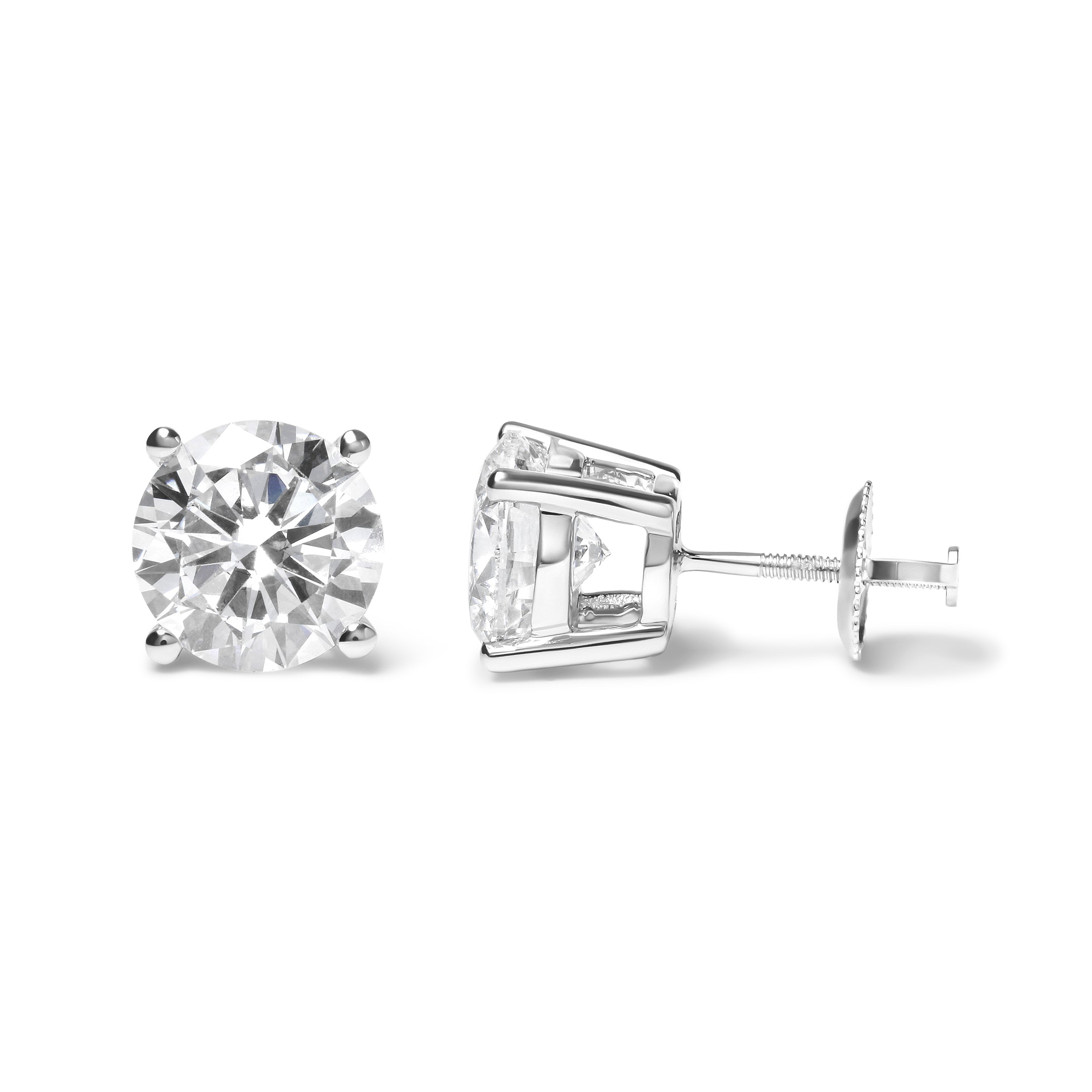 IGI Certified 14K White Gold 5.00 Cttw Round Brilliant-Cut Lab Grown Diamond Classic 4-Prong Stud Earrings with Screw Backs (F-G Color, SI1 Clarity) by Bids.com