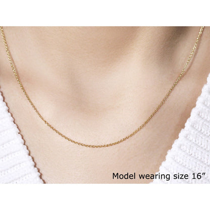 14k Yellow Gold Round Cable Link Chain 1.3mm by Bids.com