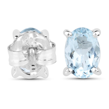 1.20 Carat Genuine Aquamarine .925 Sterling Silver Earrings  DestGlow
