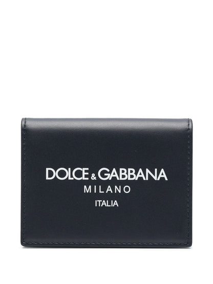 Dolce &amp; Gabbana Men Leather Wallet With Logo Print by Luosophy