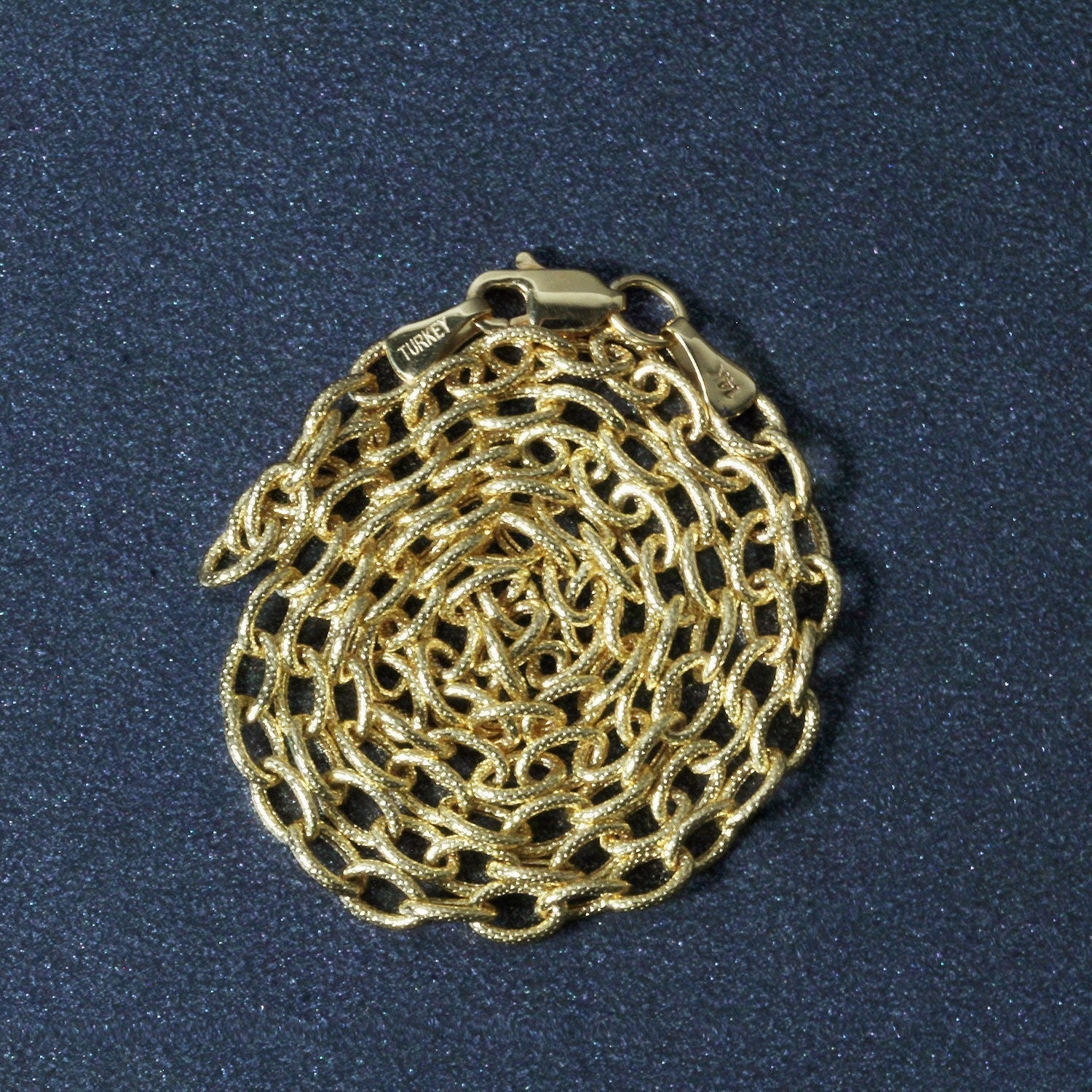 3.5mm 14k Yellow Gold Pendant Chain with Textured Links  DestGlow