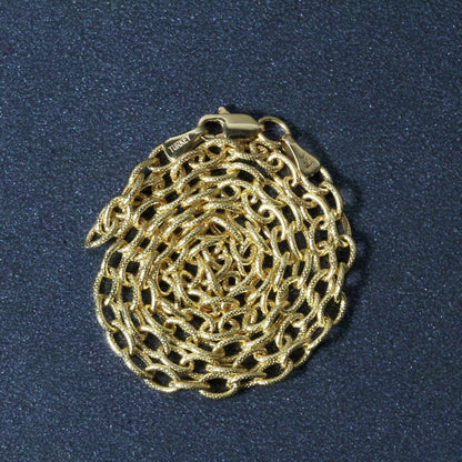 3.5mm 14k Yellow Gold Pendant Chain with Textured Links  DestGlow