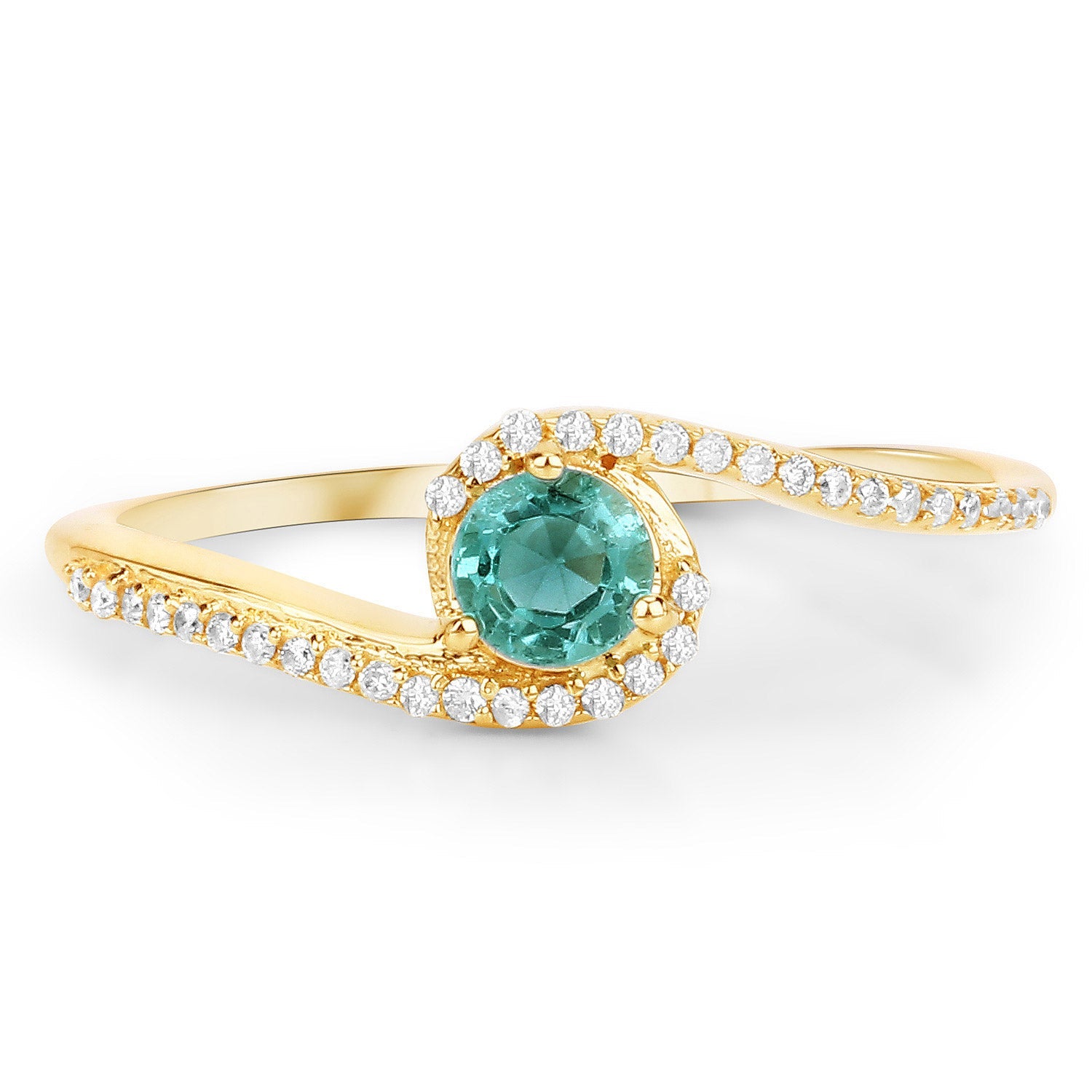 0.33 Carat Genuine Zambian Emerald and White Diamond 14K Yellow Gold Ring by Bids.com