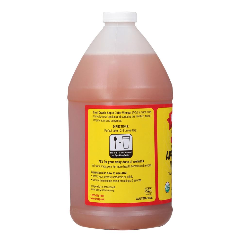 Bragg Organic Apple Cider Vinegar With the Mother– Raw, Unfiltered All Natural Ingredients (64 Fl Oz (Pack of 1)) by NutritionAdvice