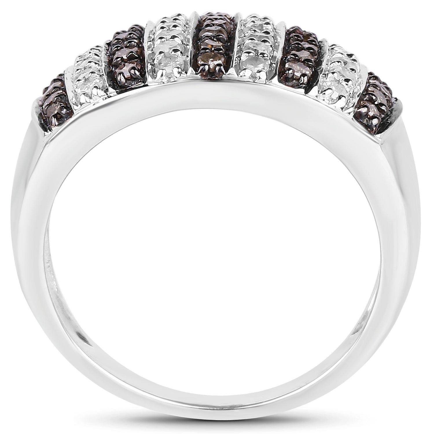 0.83 Carat Genuine Champagne Diamond and White Diamond .925 Sterling Silver Ring by Bids.com