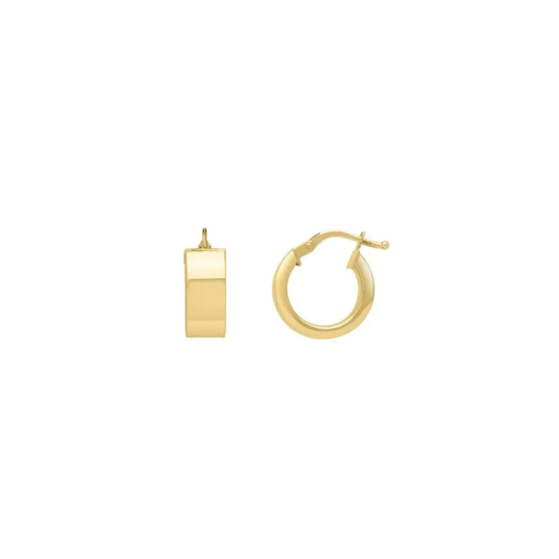 14k Yellow Gold Medium Square Tube Hoops Earrings by Bids.com