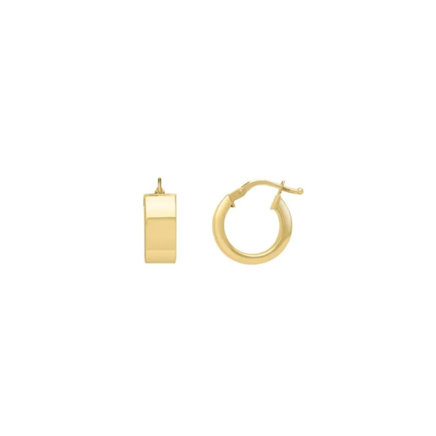 14k Yellow Gold Medium Square Tube Hoops Earrings by Bids.com