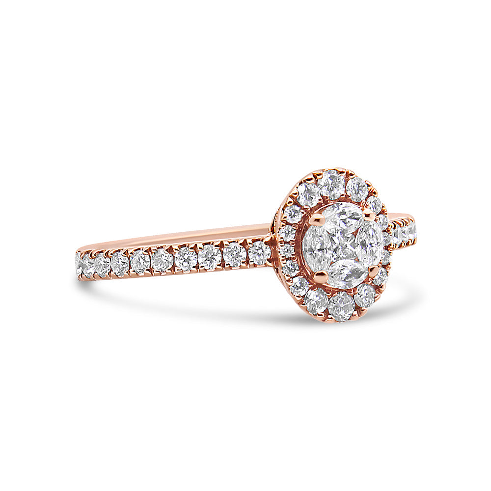 18K Rose Gold 1/2 Cttw Composite Marquise Composite Diamond Oval Shaped Halo Engagement Ring (F-G Color, VS1-VS2 Clarity) - Ring Size 7 by Bids.com