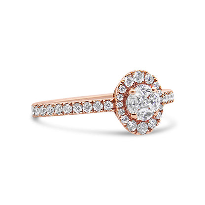 18K Rose Gold 1/2 Cttw Composite Marquise Composite Diamond Oval Shaped Halo Engagement Ring (F-G Color, VS1-VS2 Clarity) - Ring Size 7 by Bids.com