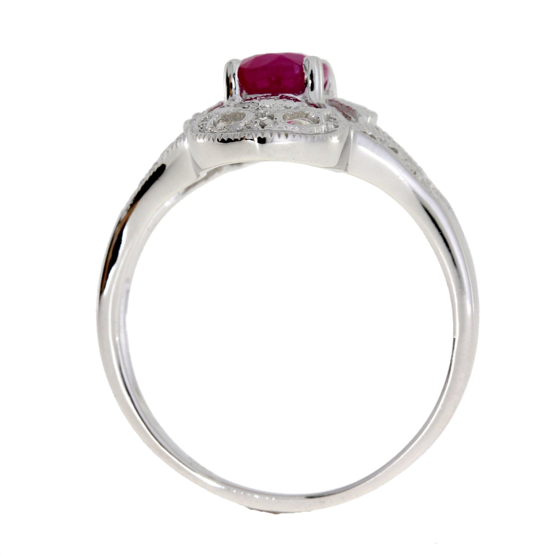 Natural 1.05ct Ruby Diamond Ring 10KT White Gold by Bids.com