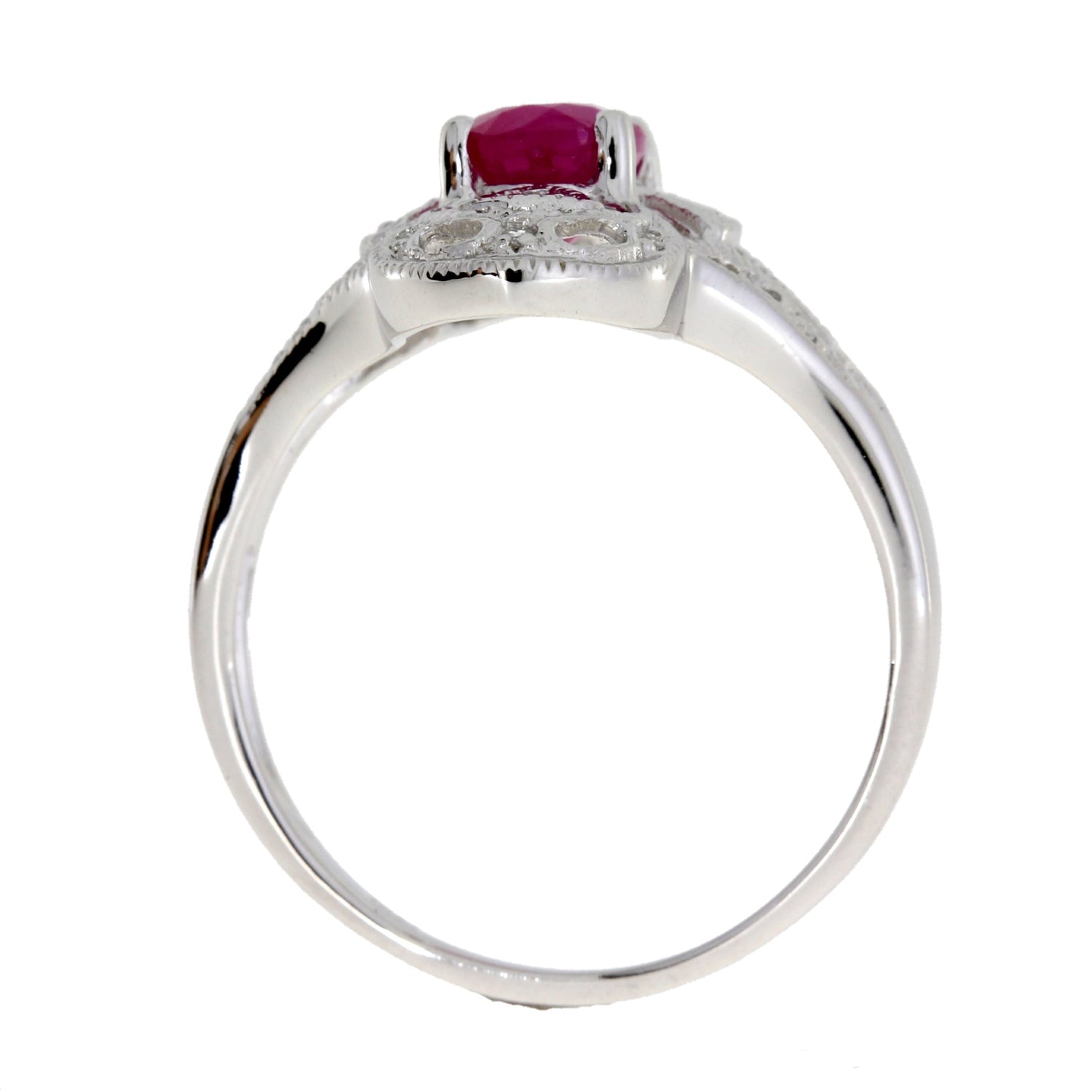 Natural 1.05ct Ruby Diamond Ring 10KT White Gold by Bids.com