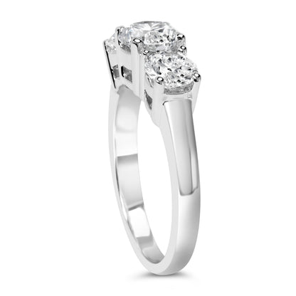 14K White Gold 2.00 Cttw Lab Grown Diamond 3 Stone Ring Band (F-G Color, VS1-VS2 Clarity) - Ring Size 7 by Bids.com