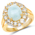 14K Yellow Gold Plated 6.72 Carat Genuine Aquamarine and White Topaz .925 Sterling Silver Ring by Bids.com