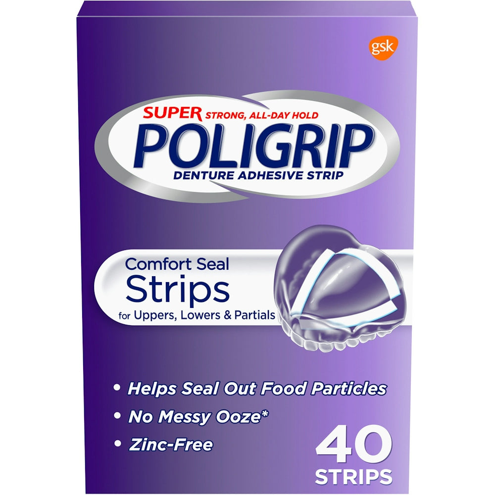 Super Poligrip Denture Adhesive Comfort Seal Strips 40Ct by Pasteur Pharmacy