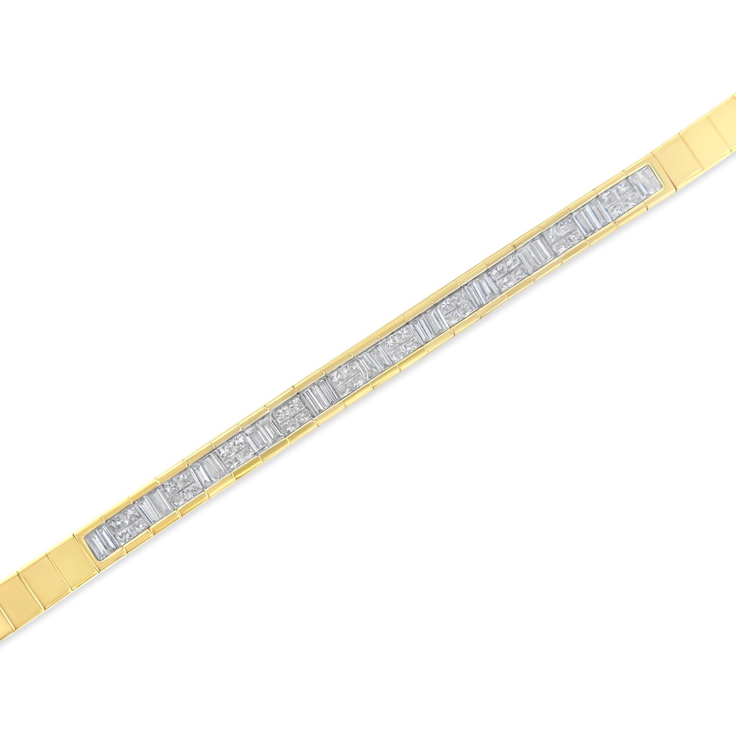 14K Yellow Gold 1-1/10 Cttw Princess &amp; Baguette Cut Diamond 7" Alternating Stone Eternity Tennis Bracelet (G-H Color, VS1-VS2 Clarity) by Bids.com