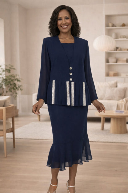 CLEARANCE - Hosanna 5267 Modest 3-Piece Set Ankle Length Dress (Size 3XL) by DiscountDressShop