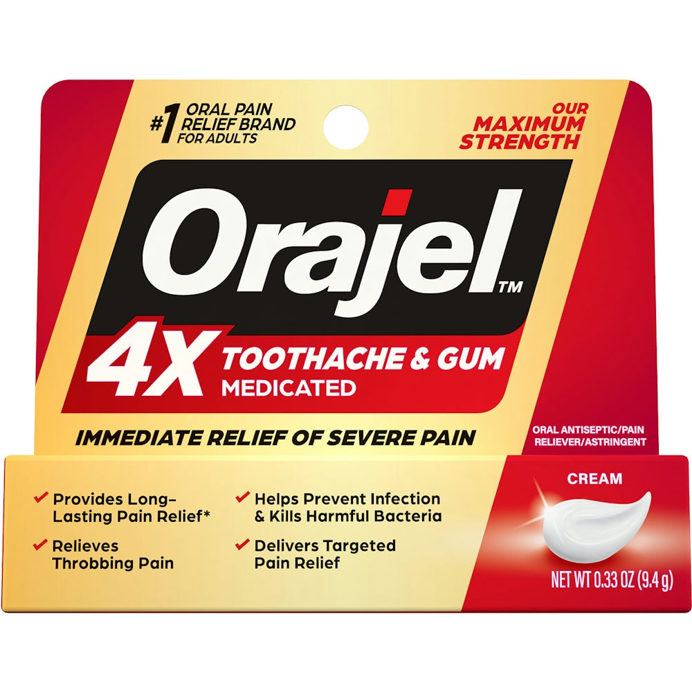 Orajel 4X For Toothache &amp; Gum Pain: Severe Cream Tube 0.33oz- From 