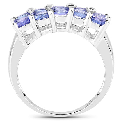 1.76 Carat Genuine Tanzanite and White Sapphire .925 Sterling Silver Ring by Bids.com