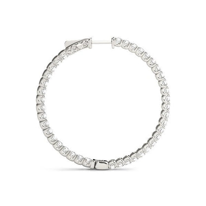 14k White Gold Diamond Hoop Earrings with Shared Prong Setting (2 cttw) by Bids.com