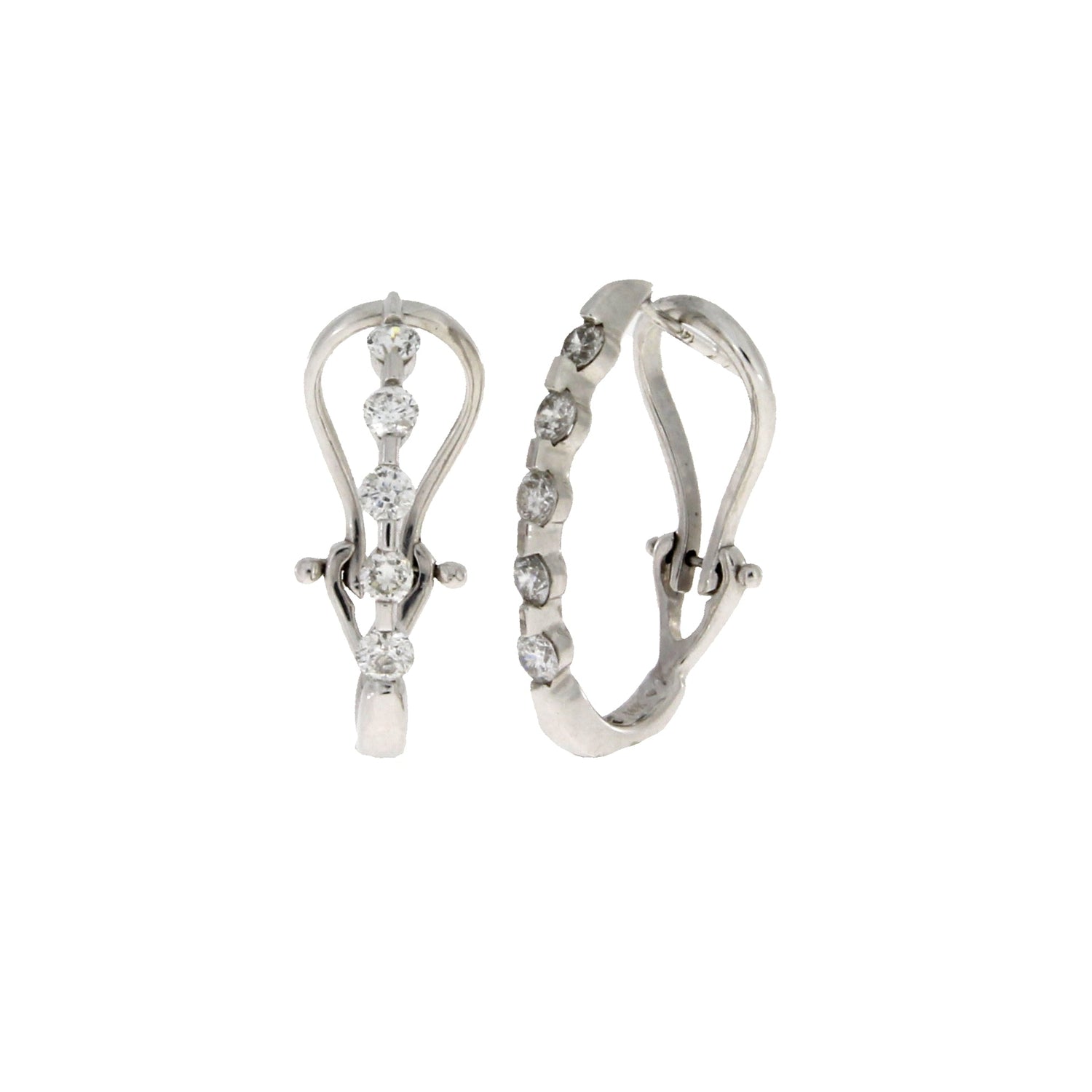 Genuine 1.00ct Diamond Hoop Earrings 14KT White Gold by Bids.com