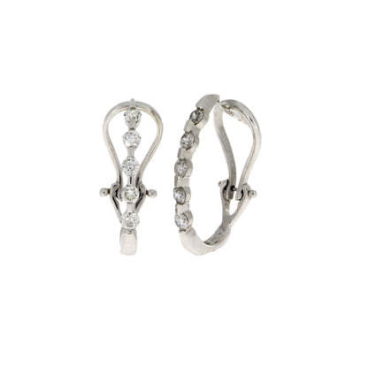Genuine 1.00ct Diamond Hoop Earrings 14KT White Gold by Bids.com
