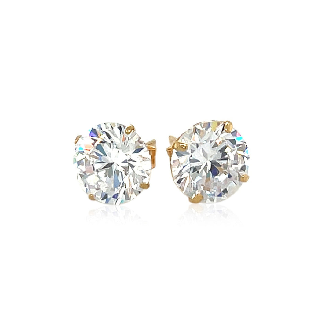14k Yellow Gold 8.0mm Round CZ Stud Earrings by Bids.com