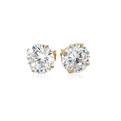 14k Yellow Gold 8.0mm Round CZ Stud Earrings by Bids.com