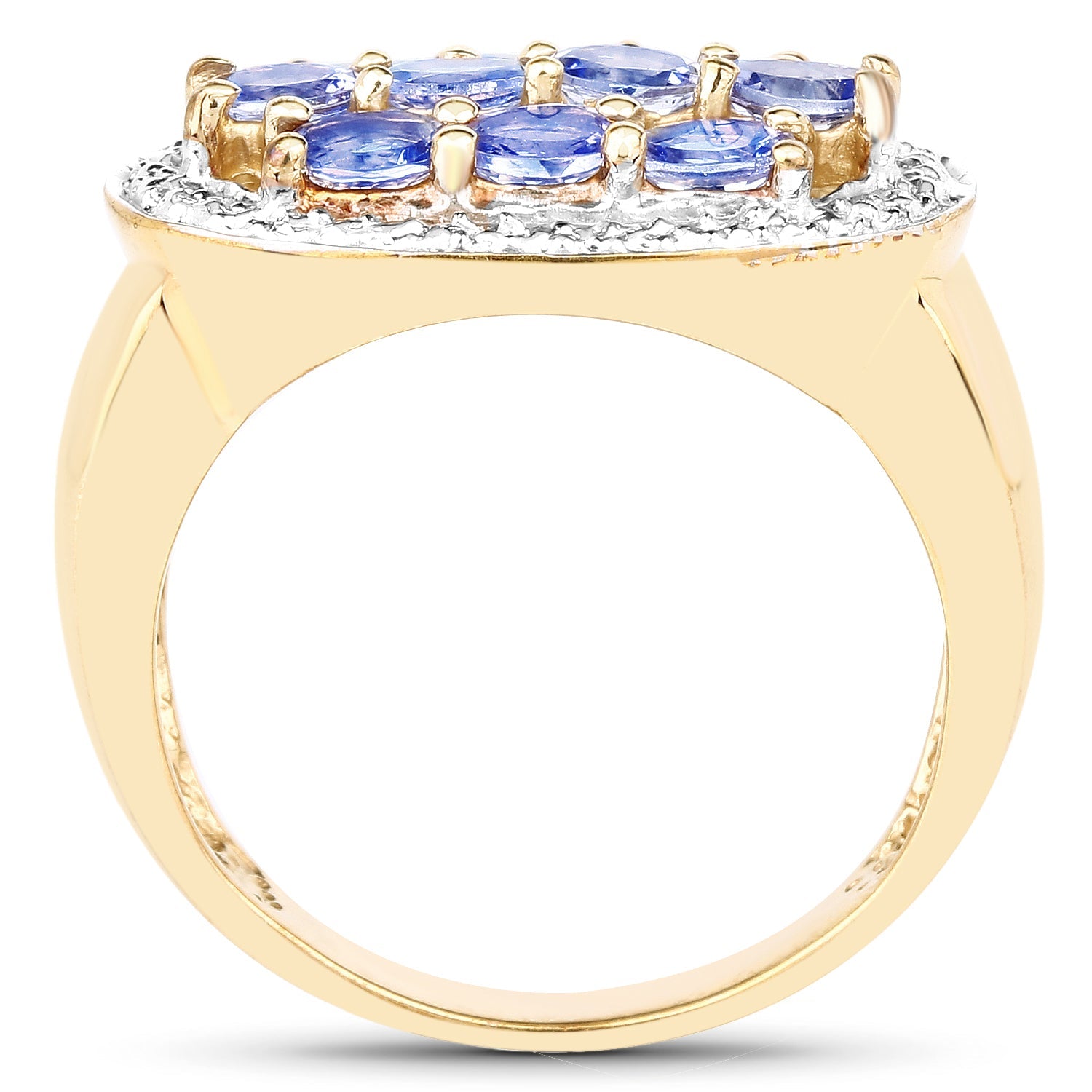 14K Yellow Gold Plated 1.70 Carat Genuine Tanzanite .925 Sterling Silver Ring by Bids.com
