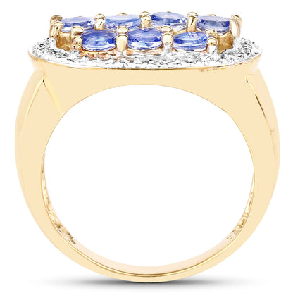 14K Yellow Gold Plated 1.70 Carat Genuine Tanzanite .925 Sterling Silver Ring by Bids.com