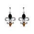 .925 Sterling Silver Marquise Cut Onyx and Citrine with Diamond Accent Fleur De Lis Drop Stud Earrings (H-I Color, SI1-SI2 Clarity) by Bids.com