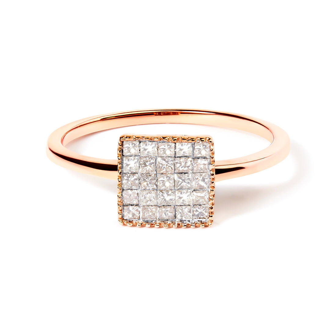 10K Rose Gold 1/3 Cttw Invisible Set Princess Cut Diamond Composite Square Shape Ring (H-I color, I1-I2 clarity) - Size 5 by Bids.com
