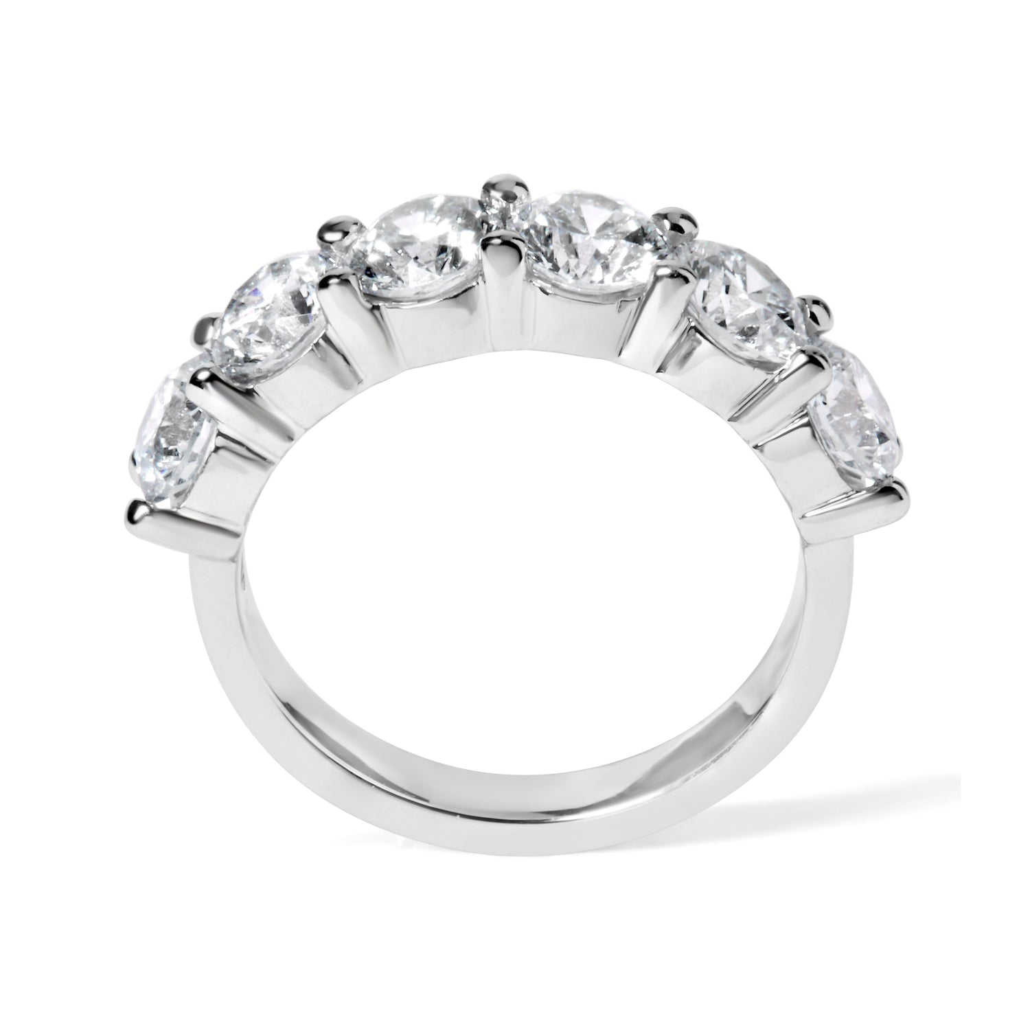 14K White Gold 3.0 Cttw Lab-Grown Diamond Shared Prong Set 6 Stone Band Ring (G-H Color, VS2-SI1 Clarity) - Ring Size 7  DestGlow