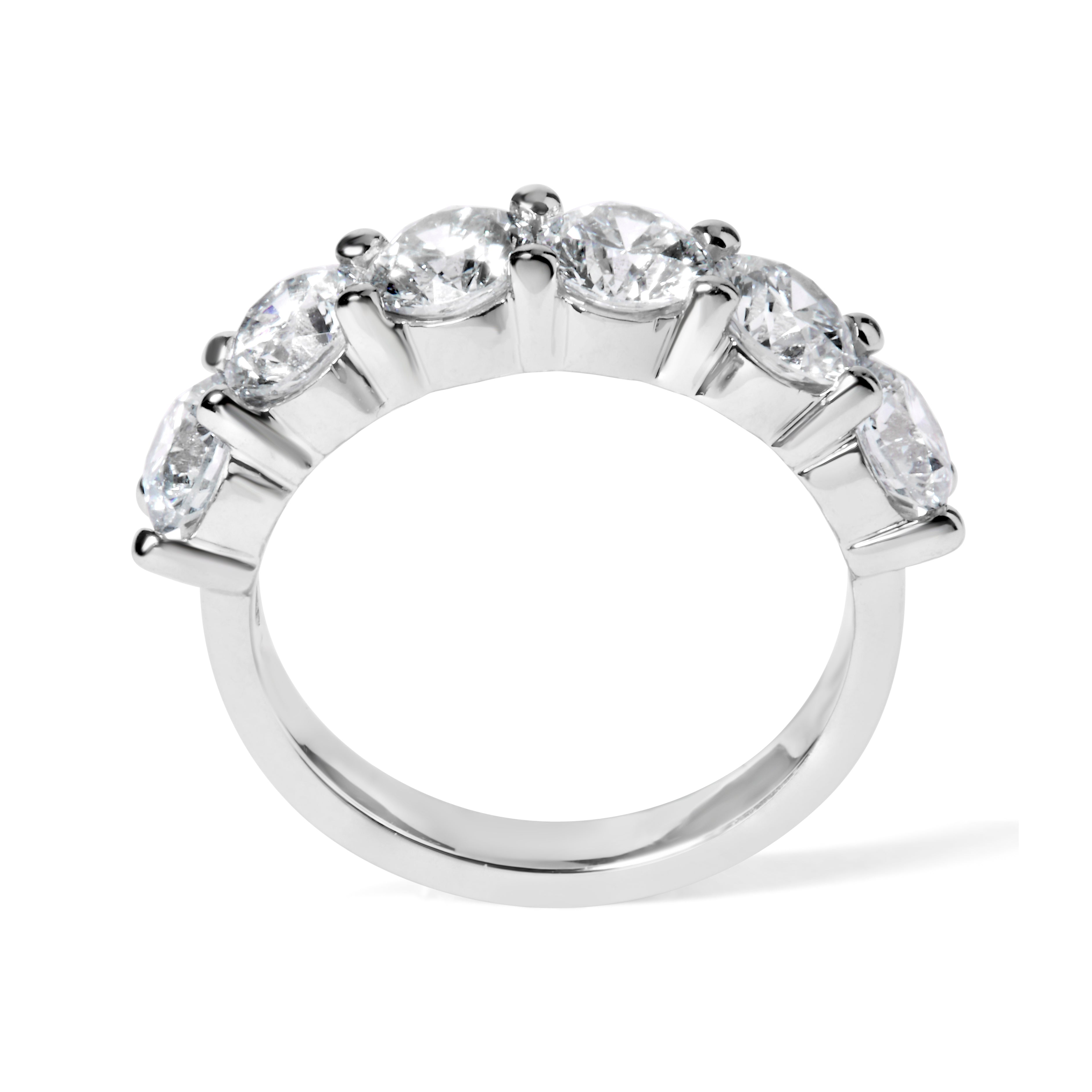 14K White Gold 3.0 Cttw Lab-Grown Diamond Shared Prong Set 6 Stone Band Ring (G-H Color, VS2-SI1 Clarity) - Ring Size 7  DestGlow