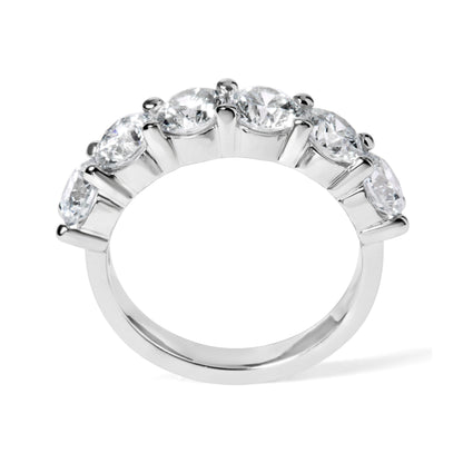 14K White Gold 3.0 Cttw Lab-Grown Diamond Shared Prong Set 6 Stone Band Ring (G-H Color, VS2-SI1 Clarity) - Ring Size 7  DestGlow