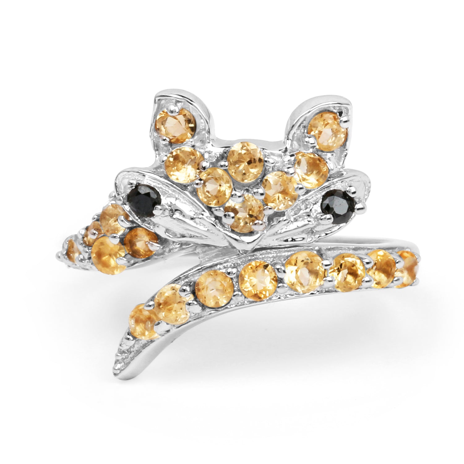 1.00 Carat Genuine Citrine &amp; Black Spinel .925 Sterling Silver Ring by Bids.com