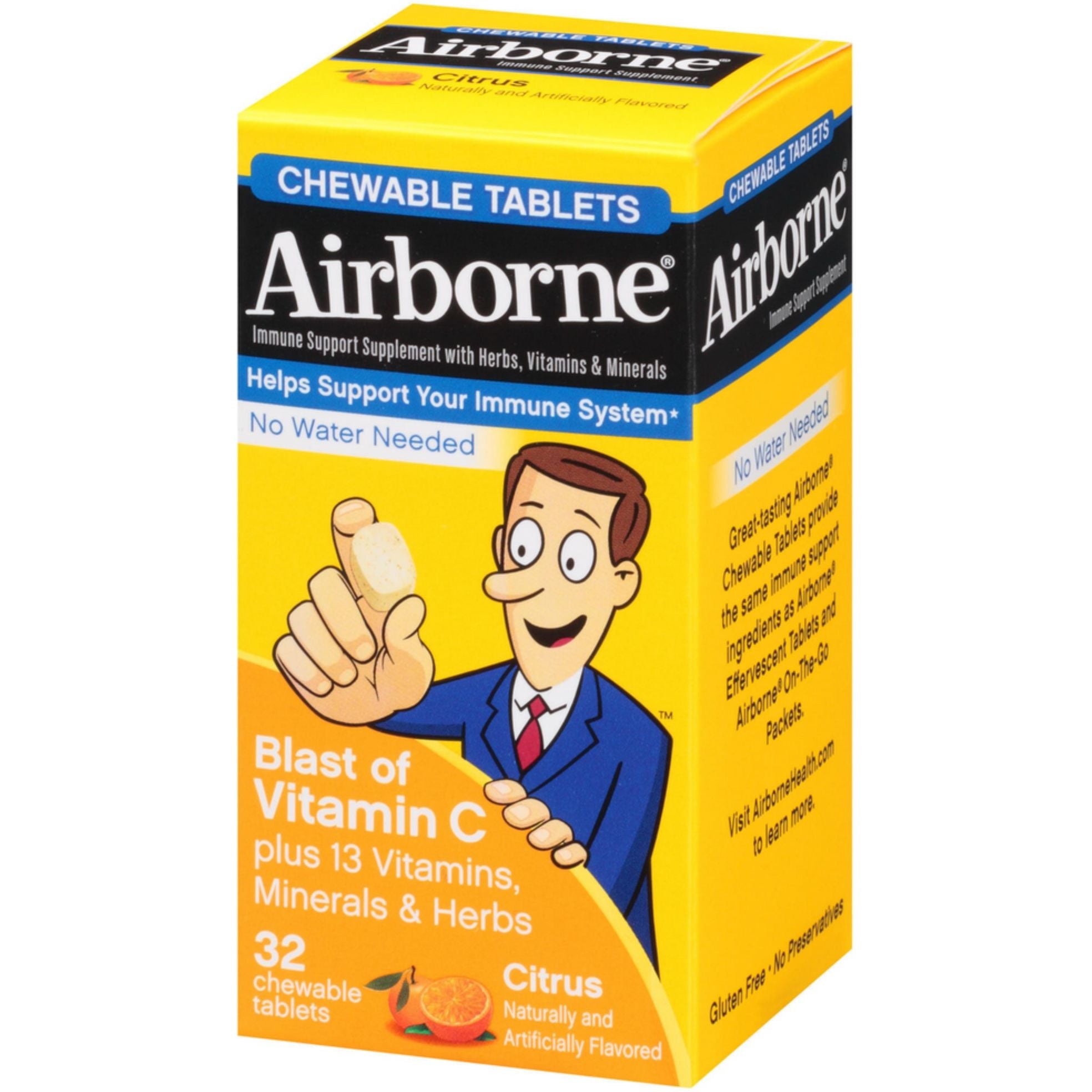 Airborne Immune Support Chewable Tablets Citrus 32 Ct by Pasteur Pharmacy