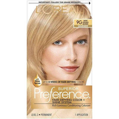 Superior Preference L'Oreal Paris Fade-Defying Shine Permanent Hair Color, 9G Light Golden Blonde, 1 Kit