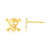 14K Yellow Gold Skull and Crossbones Post Earrings by Bids.com