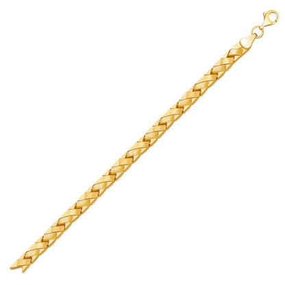 14k Yellow Gold Fancy Basket Weave Line Bracelet by Bids.com