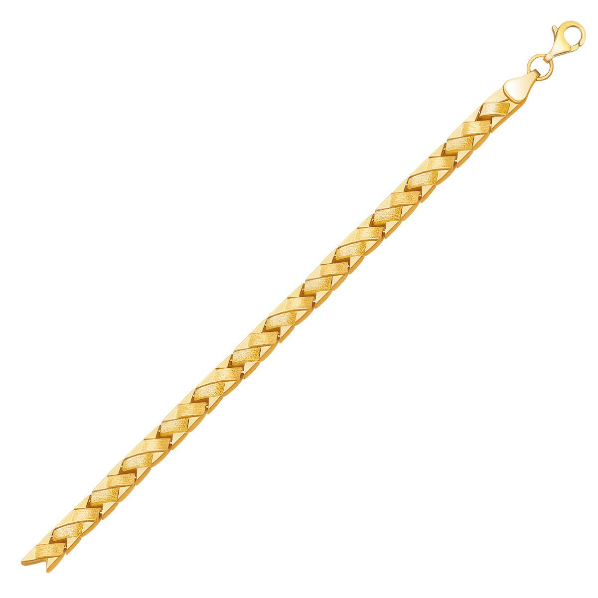 14k Yellow Gold Fancy Basket Weave Line Bracelet by Bids.com
