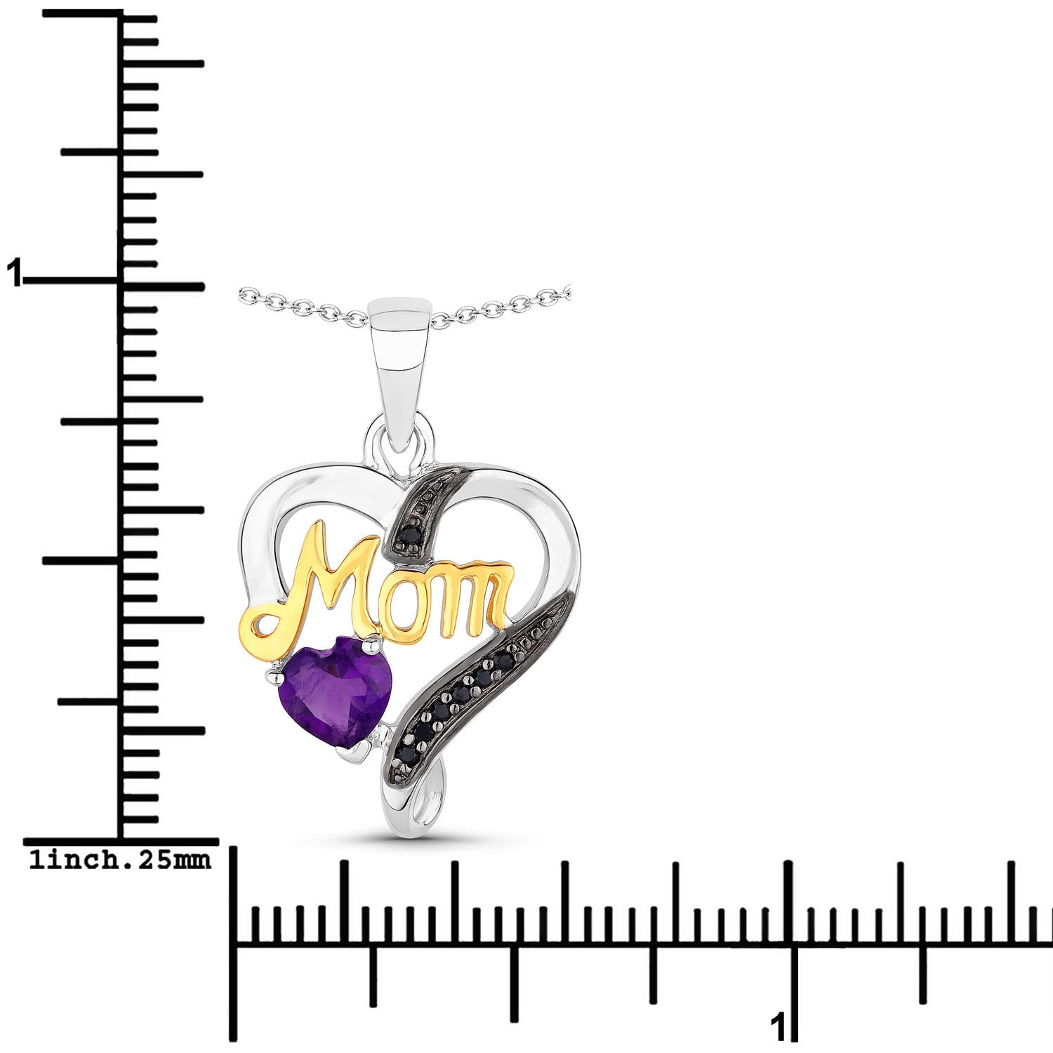 0.48 Carat Genuine Amethyst and Black Spinel .925 Sterling Silver Pendant by Bids.com